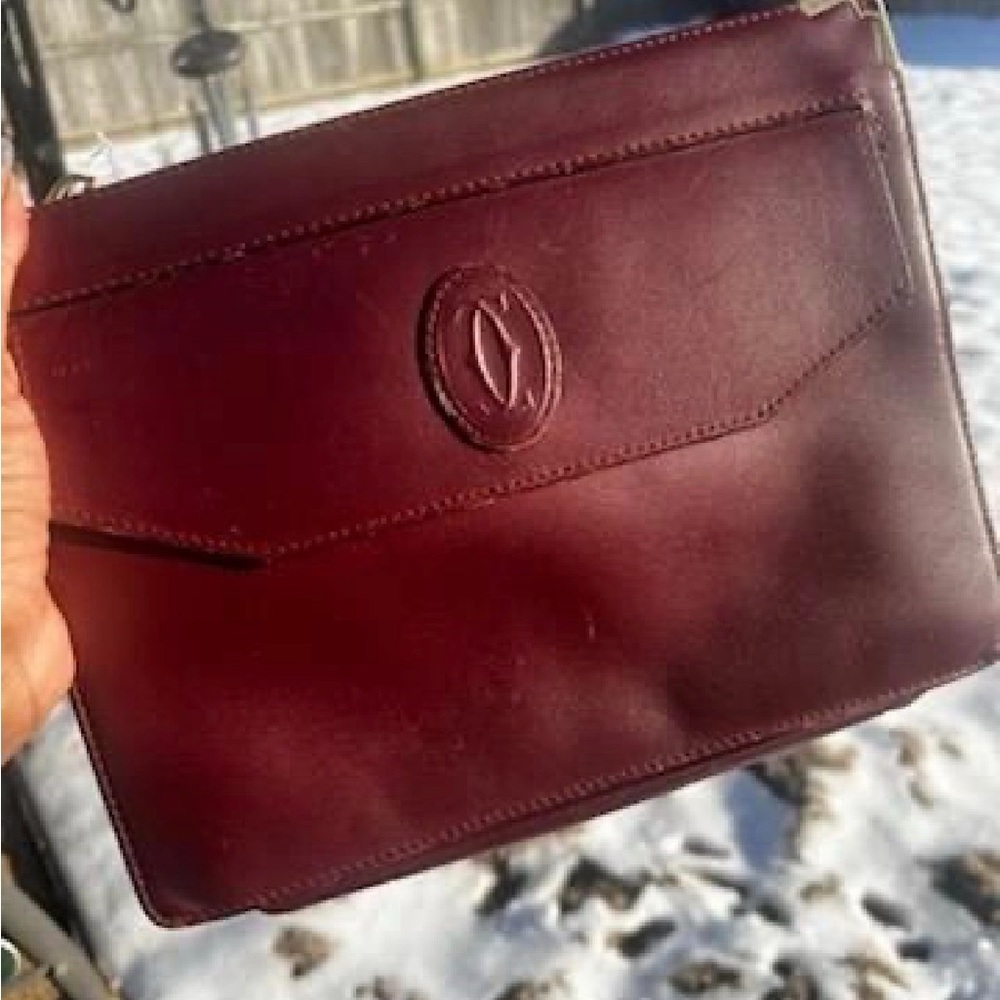 Cartier Burgundy leather clutch